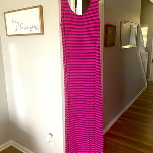 Hot Pink & Navy Stripped Maxi